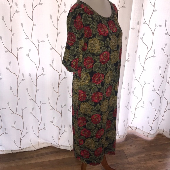 LuLaRoe Julia Green, Red, Black Dress XL - Picture 4 of 6